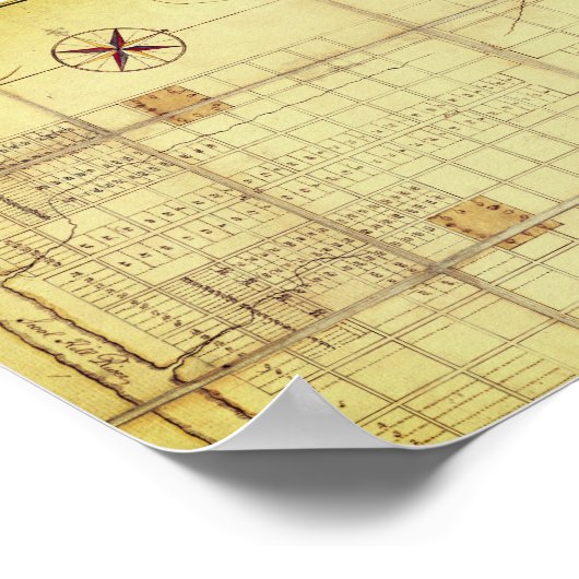 ヴィンテージマップ、オリジナルレイアウト – フィラデルフィア(1682) ポスター (角)