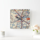 ヴィンテージマップ スクエア壁時計 (ホーム)