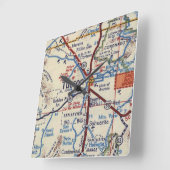 ヴィンテージマップ スクエア壁時計 (傾斜)