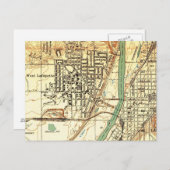 ヴィンテージマップ(西ラファイエットインディアナパルデュ) ポストカード (正面/裏面)