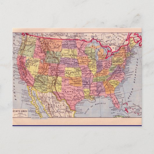ヴィンテージマップ， 1920年統一された頃の州 ポストカード (正面)