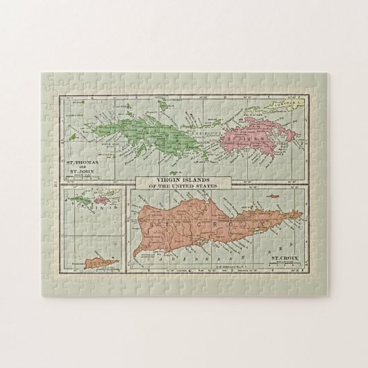 ヴィンテージマップ， USVI ジグソーパズル (横)