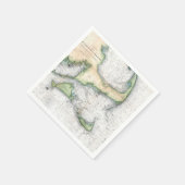 ヴィンテージマップCape Cod, Nantucket Martha's Vineyard スタンダードカクテルナプキン (角)