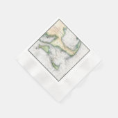 ヴィンテージマップCape Cod, Nantucket Martha's Vineyard 縁ありカクテルナプキン (角)