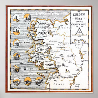 ヴィンテージマップIRELAND COUNTIES MAYO / GALWAY ポスター