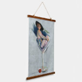 ヴィンテージマティーニグラスの女性 吊り下げ型タペストリー (傾斜あり)