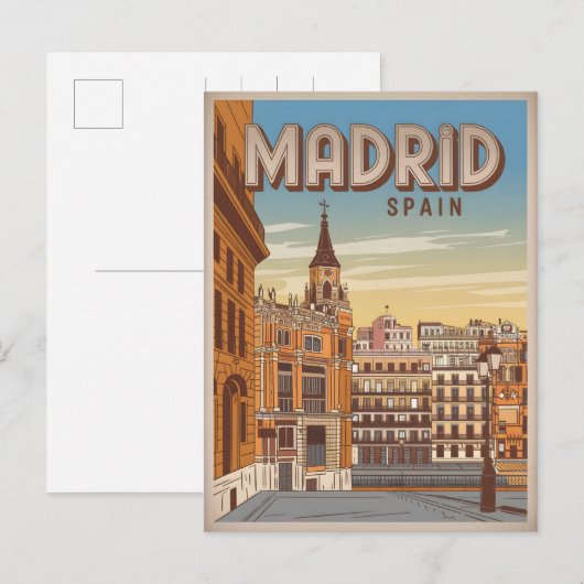 ヴィンテージマドリッドスペインの空のビューお土産、ギフト ポストカード (正面/裏面)