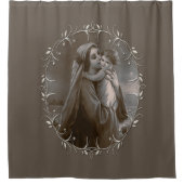 ヴィンテージマドンナとシルバーフレームの子 シャワーカーテン (正面)