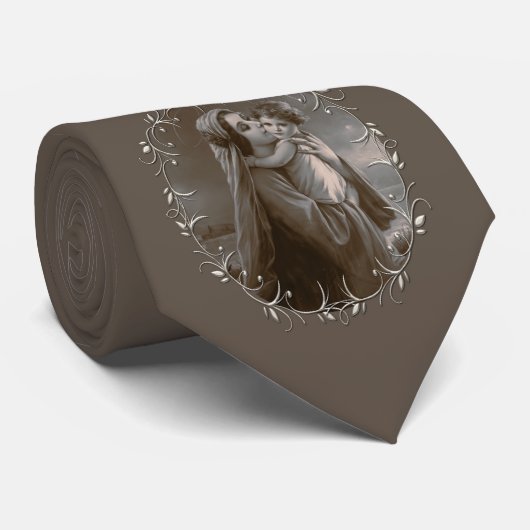 ヴィンテージマドンナとシルバーフレームの子 ネクタイ (ロール)