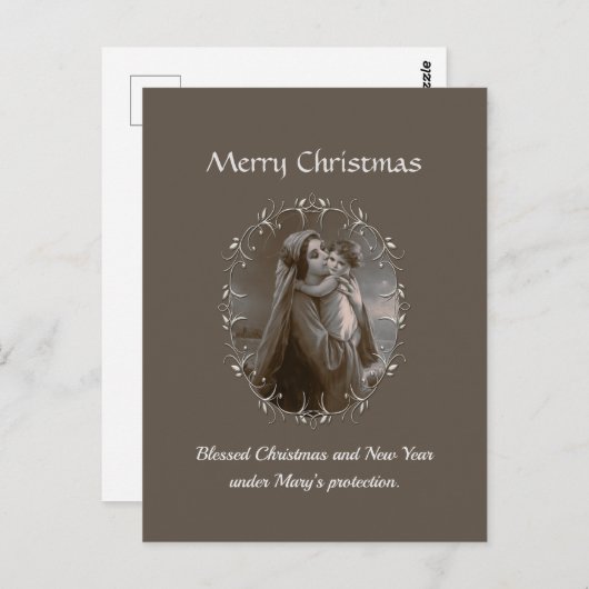 ヴィンテージマドンナとシルバーフレームの子 ポストカード (正面/裏面)