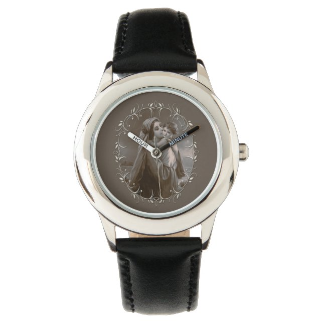 ヴィンテージマドンナとシルバーフレームの子 腕時計 (正面)