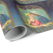ヴィンテージマドンナと子供のクリスマスラッピング紙 ラッピングペーパー (ロールコーナー)