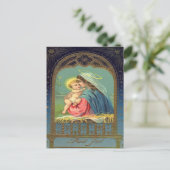 ヴィンテージマドンナと子供のクリスマス シーズンポストカード (スタンド正面)