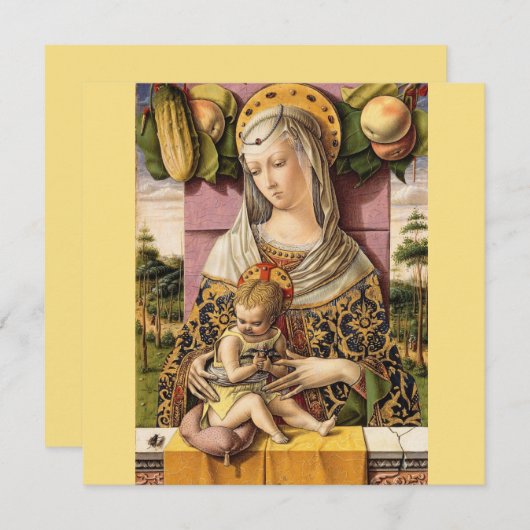 ヴィンテージマドンナと子供の宗教クリスマスカード サンキューカード (正面/裏面)