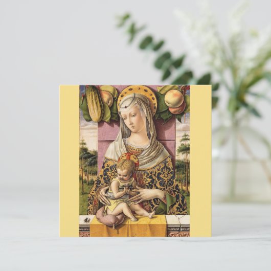 ヴィンテージマドンナと子供の宗教クリスマスカード サンキューカード (スタンド正面)
