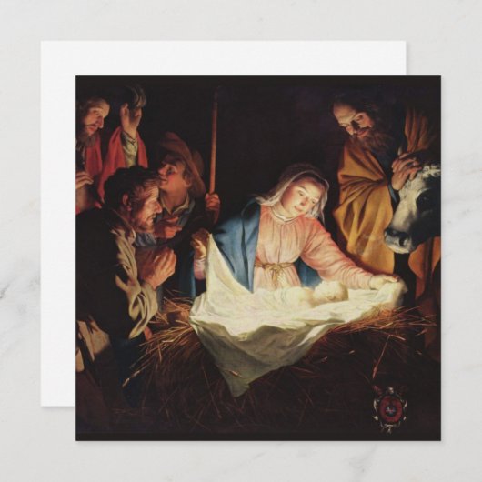 ヴィンテージマドンナと子供の宗教的なクリスマス シーズンカード (正面/裏面)