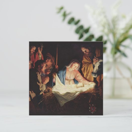 ヴィンテージマドンナと子供の宗教的なクリスマス シーズンカード (スタンド正面)