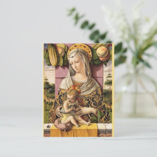 ヴィンテージマドンナと子供の宗教的なクリスマス ポストカード (スタンド正面)