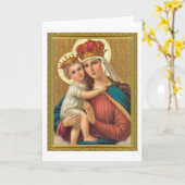 ヴィンテージマドンナ及び子供用クリスマスカード カード (黄色い花)