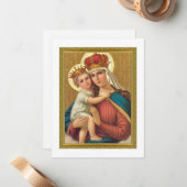 ヴィンテージマドンナ及び子供用クリスマスカード ノートカード (正面/裏面インサイチュ)