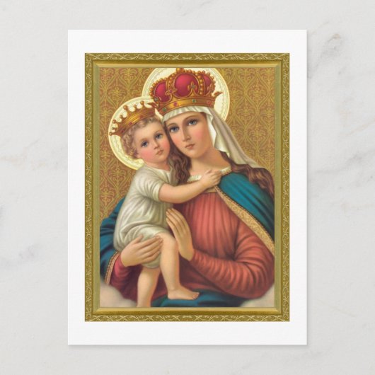 ヴィンテージマドンナ及び子供用クリスマスカード ポストカード (正面)