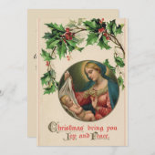 ヴィンテージマドンナ&チャイルド宗教レトロクリスマス シーズンカード (正面/裏面)