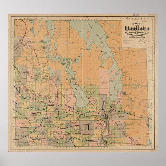 ヴィンテージマニトバの地図（1903年） ポスター (正面)