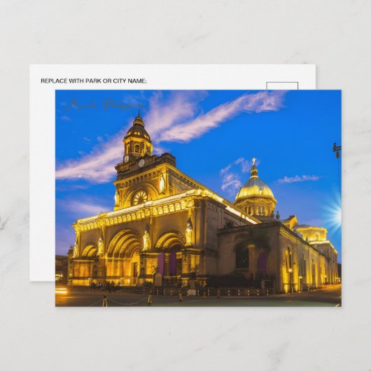 ヴィンテージマニラ・フィリピン旅行用水彩画レトロ ポストカード (正面/裏面)