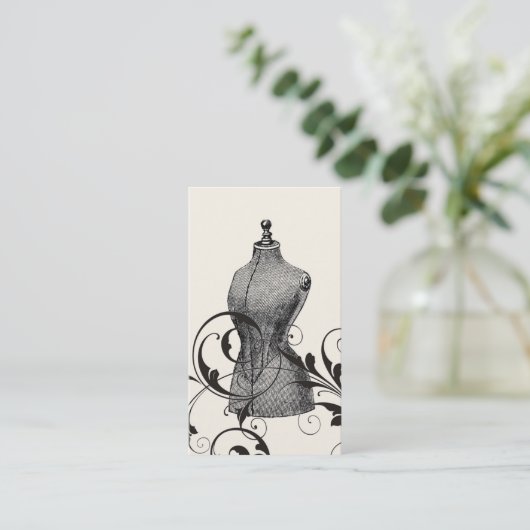 ヴィンテージマネキンシーメストレスファッション裁縫 名刺 (スタンド正面)