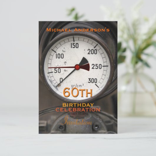 ヴィンテージマノメーター60誕生祝い 招待状 (スタンド正面)