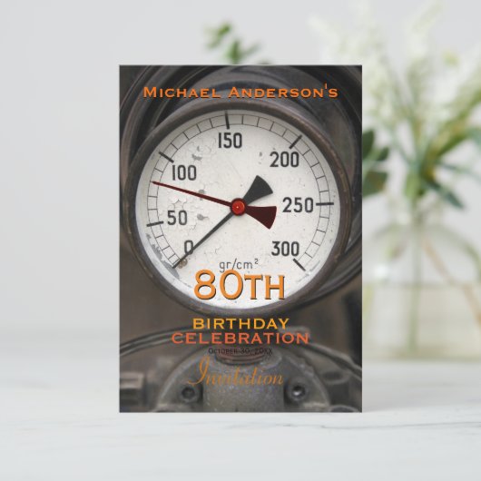 ヴィンテージマノメーター80誕生祝い 招待状 (スタンド正面)