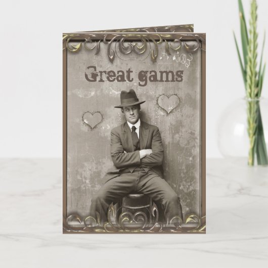 ヴィンテージマフィアの男性のロマンチックおもしろいな恋 カード (正面)