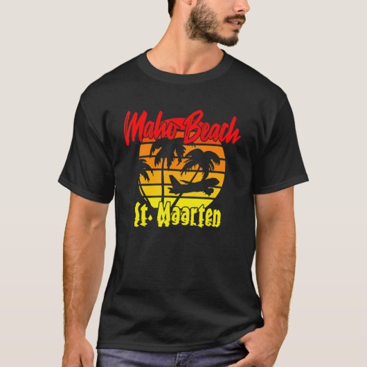 ヴィンテージマホビーチサンマーテンサンセット Tシャツ (正面)