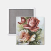 ヴィンテージママの誕生日マグネットとバラ マグネット (正面/裏面)