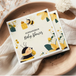 ヴィンテージママへビー黄フローラ赤ちゃんシャワー スタンダードカクテルナプキン