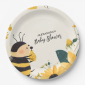 ヴィンテージママへビー黄フローラ赤ちゃんシャワー ペーパープレート (正面)