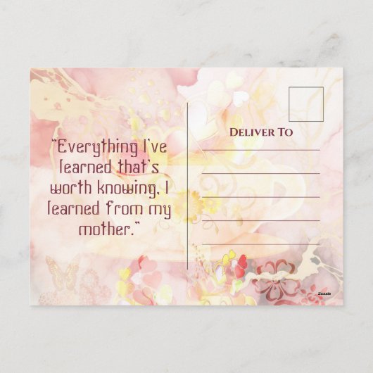 ヴィンテージママラブハートフローラマザーズデイ引用文 シーズンポストカード (裏面)