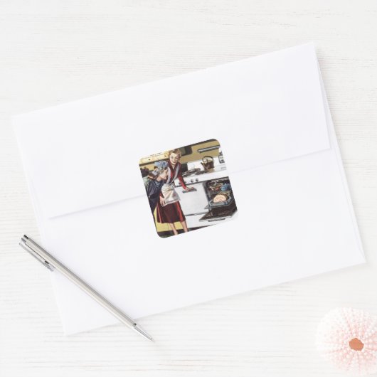 ヴィンテージマムインザキッチン料理アイースターハム スクエアシール (封筒)