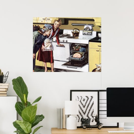 ヴィンテージマムインザキッチン料理アイースターハム ポスター (ホームオフィス)