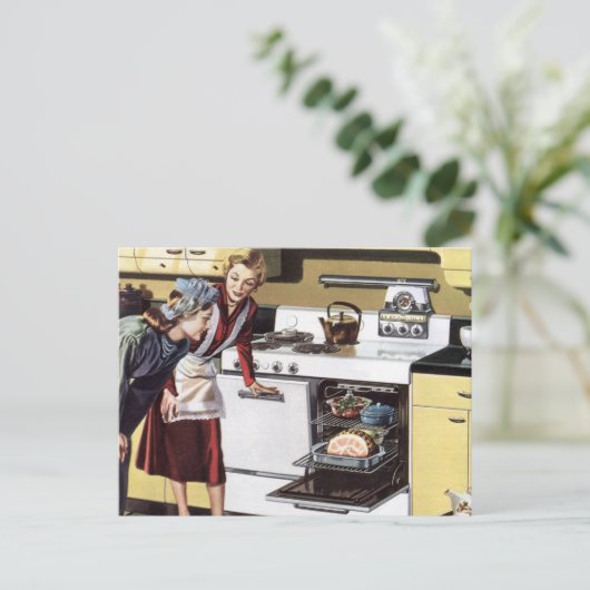 ヴィンテージマムインザキッチン料理アイースターハム ポストカード (スタンド正面)