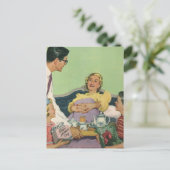 ヴィンテージマムサーブドブレックファーストインベッドバイファミリー ポストカード (スタンド正面)