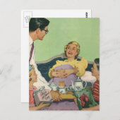 ヴィンテージマムサーブドブレックファーストインベッドバイファミリー ポストカード (正面/裏面)