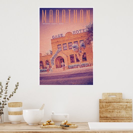 ヴィンテージマラソンテキサス州旅行ポスター ポスター (キッチン)
