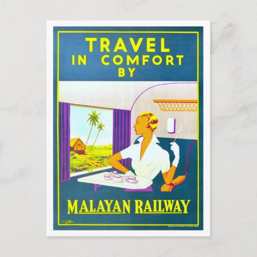 ヴィンテージマラヤン鉄道旅行ポスター ポストカード (正面)