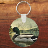 ヴィンテージマラードアヒル風化葉書 キーホルダー (正面)