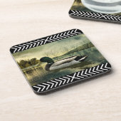 ヴィンテージマラードアヒル風化葉書 コースター (左側)