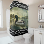 ヴィンテージマラードアヒル風化葉書 シャワーカーテン (インサイチュ)