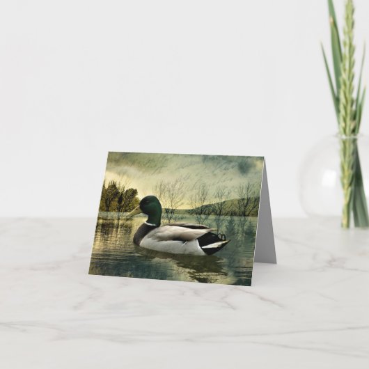 ヴィンテージマラードアヒル風化葉書 ノートカード (正面)