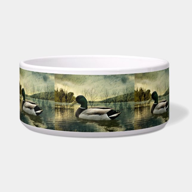 ヴィンテージマラードアヒル風化葉書 ボウル (正面)