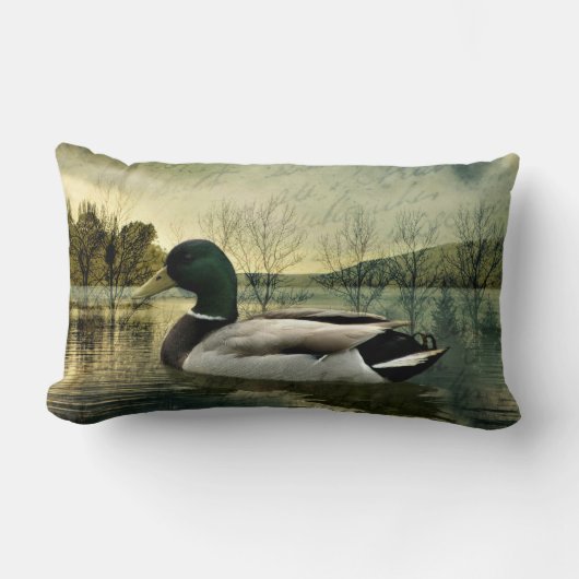 ヴィンテージマラードダック風化はがき ランバークッション (正面)